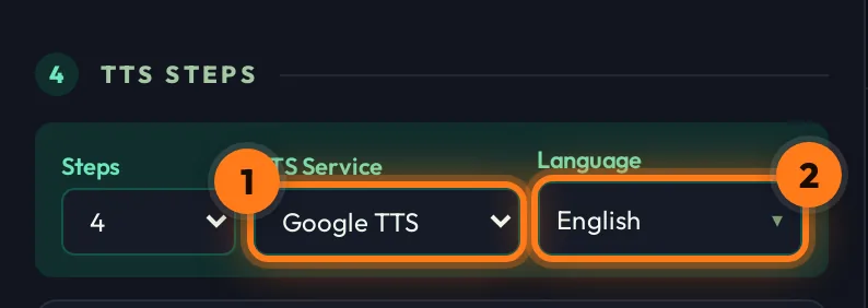Google TTS with English selected